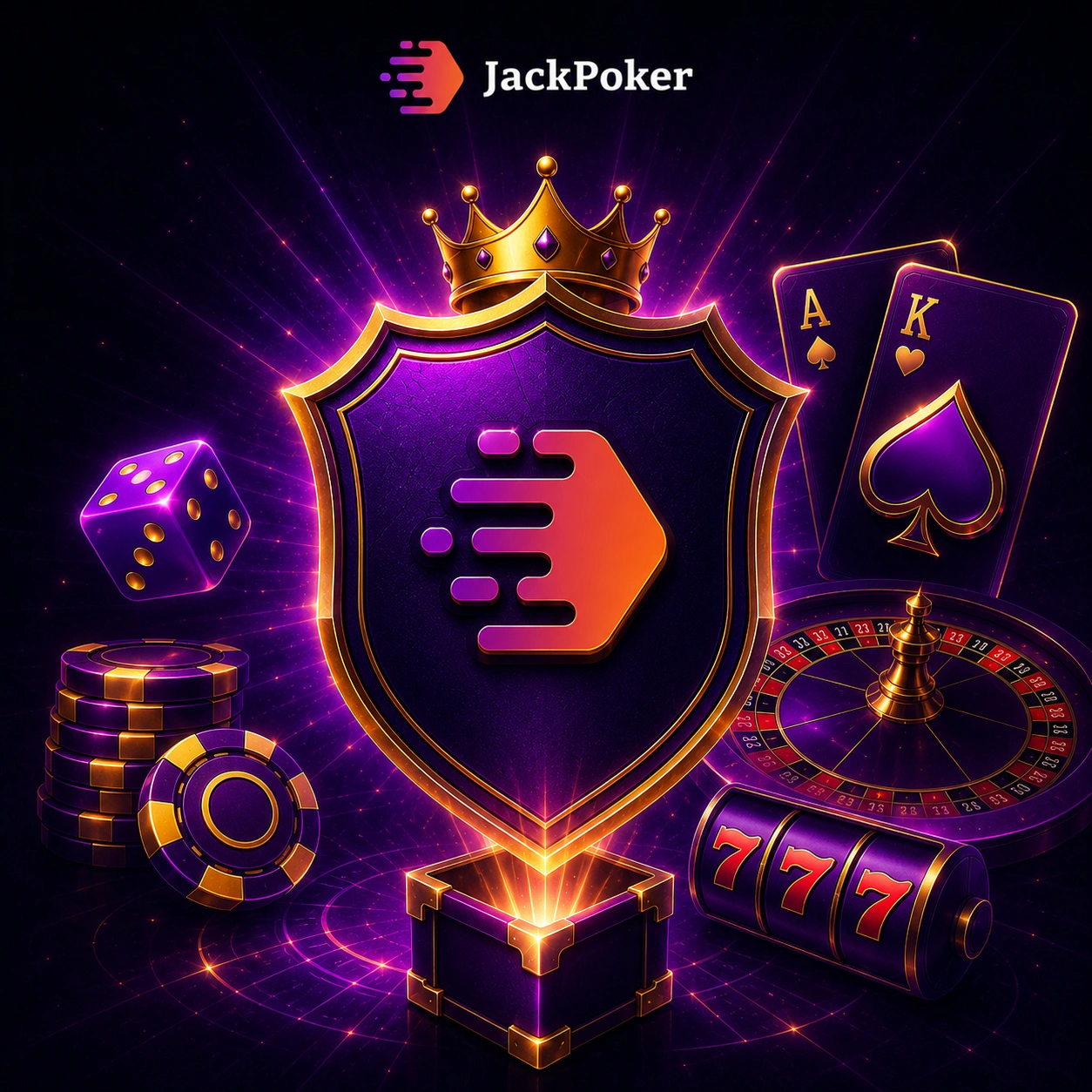 JackPoker security shield with casino elements