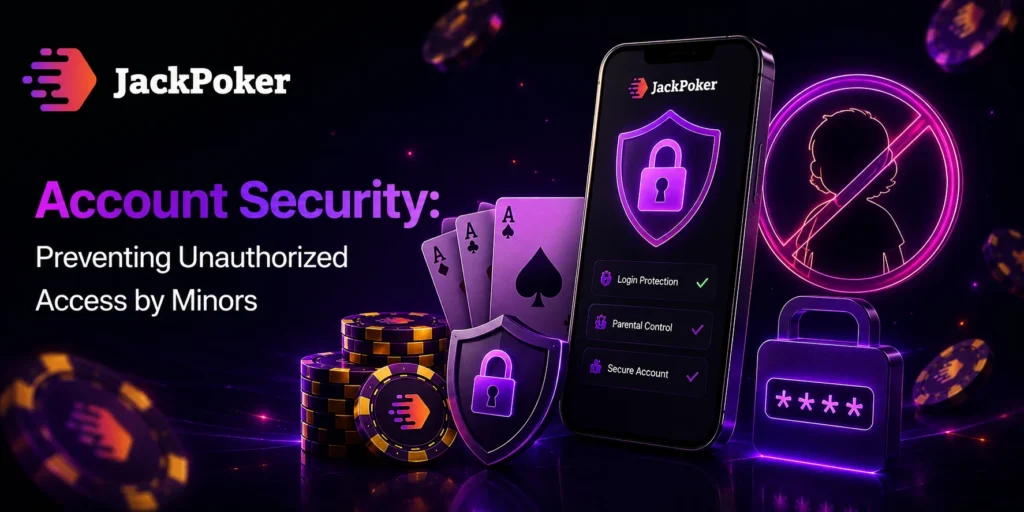 JackPoker security shield with poker chips and cards