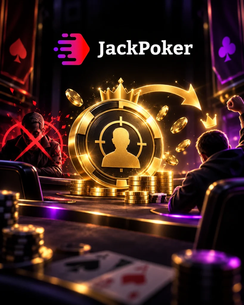 JackPoker турнир PKO с наградой за выбивание игрока, золотой медалью и покерным столом