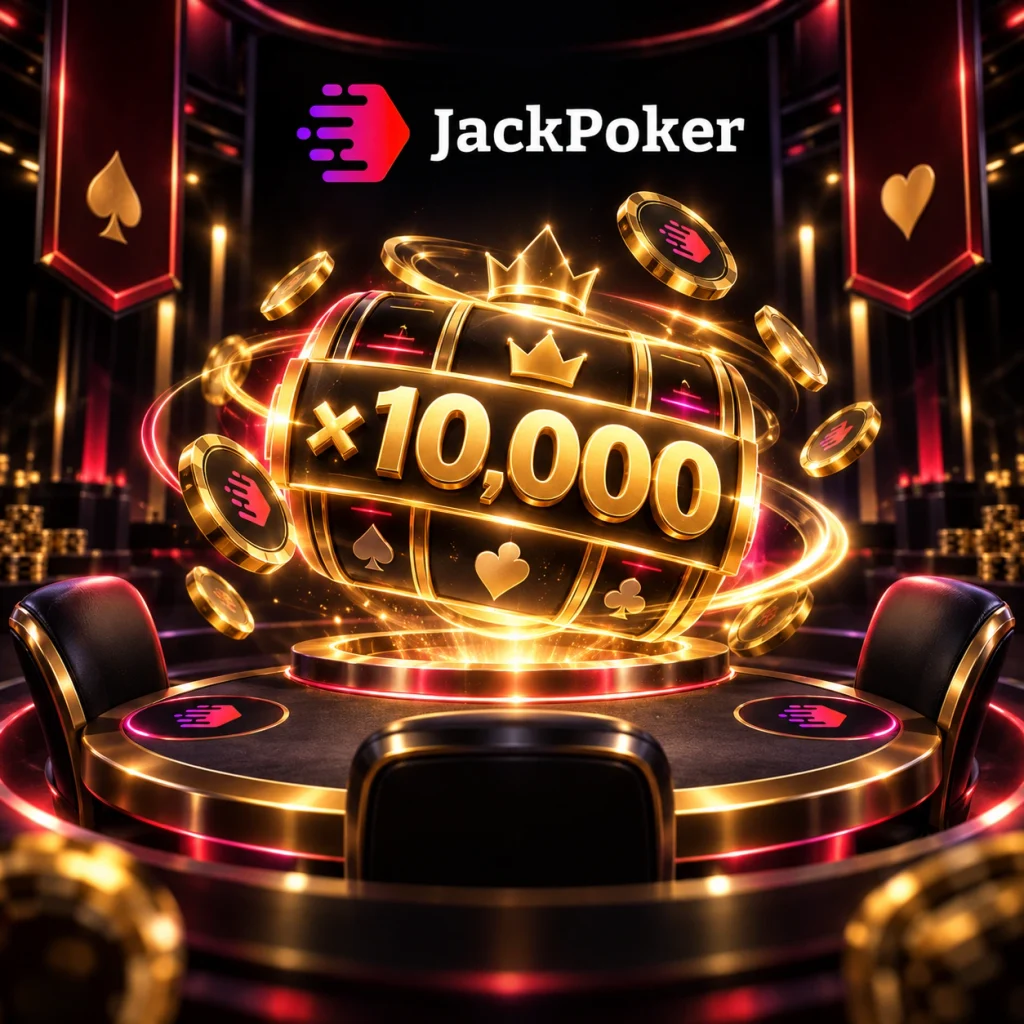 JackPoker JackSpins с множителем ×10,000, тремя игровыми местами, монетами и призовым барабаном
